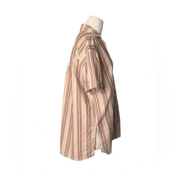 FREE PEOPLE | Oversized Short Sleeve Button Down Shirt Sz XS - Picture 2 of 7